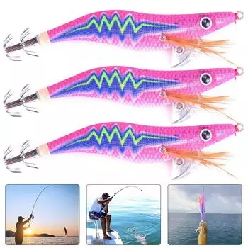 3 шт. крючки для ловли кальмаров деревянные креветки кальмары приманки рыболовные приманки для рыбалки (Стиль А)