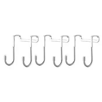 3 шт., крючок для шкафа, двойной S-образный крючок, кухонный металлический, прочный, без перфорации, для задней стенки двери, подвесной органайзер для полотенец One Size серебряный