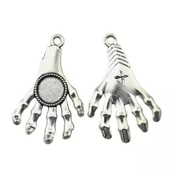 3 шт., круглая рука, стиль, камея, кабошон, кулон, основа, ювелирные компоненты, аксессуары, античное серебро, цвет, цинковый сплав 14 мм