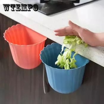 3 шт. кухонное настенное мусорное ведро цветочные горшки кухонные отходы столешница мусорное ведро шкаф дверца подвесной не наклоняемый мусорный бак домашний органайзер 1pc-20*16.5*16.5cm розовый