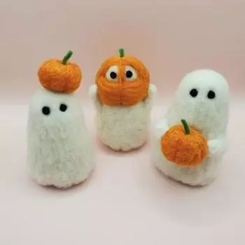 3 шт., куклы-призраки на Хэллоуин, шерстяной фетр ручной работы, кукла-призрак тыквы, игла, валяная игрушка-призрак, милое домашнее украшение на Хэллоуин