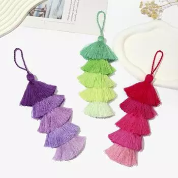 3 шт. кулон с кисточками, кисточки ручной работы со шнурком, 5-уровневый градиент, красочные подвески с кисточками для сумок, костюмов, брелок