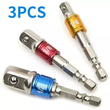 3 шт. квадратная гайка-отвертка, ударная дрель, удлинитель, адаптер, торцовый гаечный ключ белый