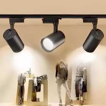 (3 шт. лампы + направляющая 1 м) Полный набор светодиодных трековых светильников 220 В 12/20/30/40 Вт COB Трековая лампа Освещение рельсовых пятен Светильник Прожекторы для дома, кухни, магазина 12W Cold White белый