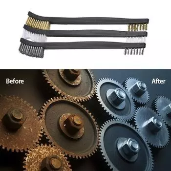 3 шт., латунная нейлоновая щетка для чистки, мини-набор проволочных щеток, стальная латунная нейлоновая чистящая полирующая деталь, металлическая щетка для ржавчины