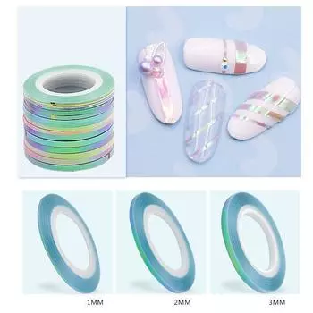 3 шт. лента для полосок ногтей «Русалка» ярких цветов 1–3 мм, клейкие наклейки для дизайна ногтей