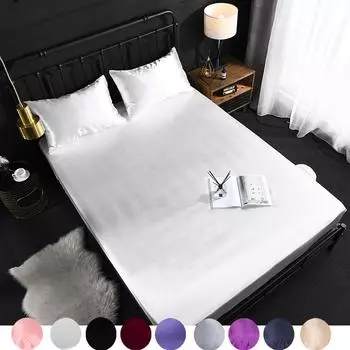 3 шт., летнее постельное белье, однотонный цвет, имитация шелка, шапка для кровати, защитный чехол, наматрасники 99x190x35cm дубильная кора