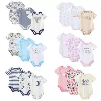 3 шт., летний детский костюм, модные хлопковые комбинезоны с короткими рукавами для новорожденных мальчиков и девочек, комбинезоны с героями мультфильмов Infantil, комбинезоны