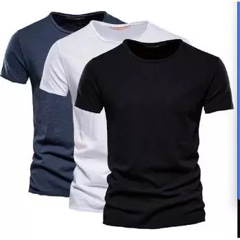 3 шт. Летняя мужская новая однотонная футболка из бамбукового хлопка с V-образным вырезом и короткими рукавами из чистого хлопка S