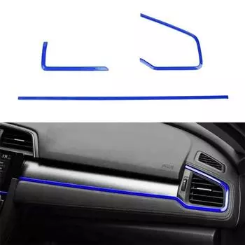 3 шт., левая и правая автомобильная внутренняя консоль, центральная приборная панель, рамка, отделка для Honda Civic 10-го поколения 2016 2017 2018 2019 2020 2021, аксессуары для салона автомобиля Left Hand Drive Car