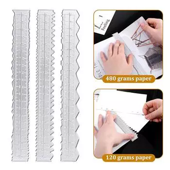 3 шт. линейка для разрывания бумаги, неровные края, измерительный инструмент, прочный металлический трафарет, инструмент для разрывания бумаги для изготовления открыток, скрапбукинга