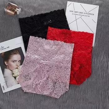 3 шт./лот, 1 красный + 1 черный + 1 розовый, женские трусики, нижнее белье с высокой талией M