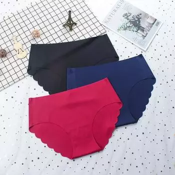 3 шт./лот! Бесшовные трусики, женское однотонное сексуальное нижнее белье, трусы со средней талией от M до XXL M