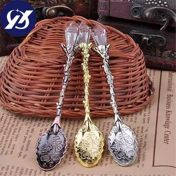 3 шт./лот, кухонная столовая и бар, ностальгические красивые хрустальные винтажные экологически чистые маленькие кофейные ложки бронзовый