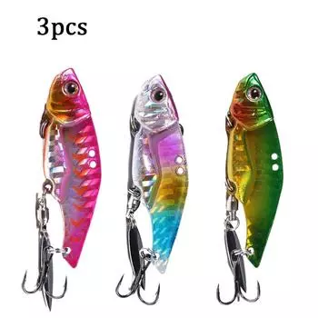 3 шт./лот, металлические приманки для рыбалки VIB, искусственные приманки 5 см-12 г-12 #, приманка VIB с вращающимися блестками, имитация приманки, воблер