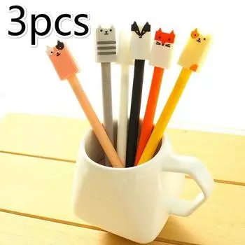 3 шт./лот Милые ручки Мультяшное животное Гелевые чернила 0,5 мм Шариковая ручка Кот Собака Канцелярские товары Офисные Школьные принадлежности Гель