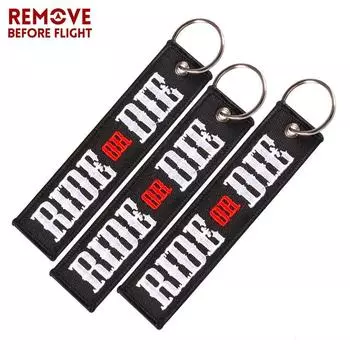 3 шт./лот, модный брелок с вышивкой и надписью Ride or Die Bijoux для мотоциклов, брелок для ключей