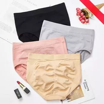 3 шт./лот нижнее белье Honeycomb для женщин, высокоэластичное нижнее белье, удобное компрессионное, поднимающее бедра, трусики с высокой талией из чистого хлопка M серый