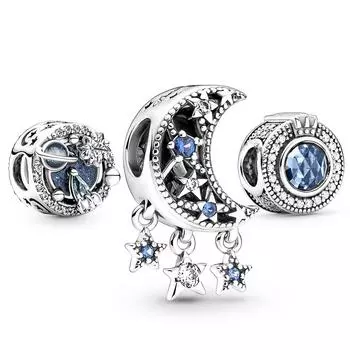 3 шт./лот, синие эмалированные глобусы, подвески, бусины, кулон со звездой, подходят для брендовых браслетов Diy, ожерелья для женщин, модные ювелирные изделия, изготовление