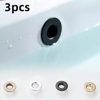 3 шт./лот, смеситель для ванной комнаты, крышка для перелива раковины, латунная шестифутовая кольцевая вставка, сменная крышка с отверстием, хромированная отделка, аксессуары для ванной комнаты 3pc Rose Gold