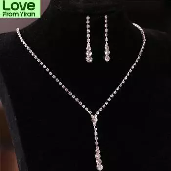 3 шт. / Лот Свадебные комплекты украшений из белого горного хрусталя, регулируемое ожерелье из кристаллов, женское свадебное ожерелье / Серьги