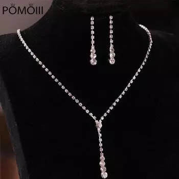 3 шт./лот свадебные комплекты ювелирных изделий белые стразы ювелирные изделия регулируемые кристаллы ожерелье женское свадебное ожерелье/серьги