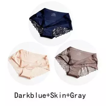 3 шт./лот, женские бесшовные ажурные трусики, комплект нижнего белья, удобные кружевные трусы с низкой посадкой, женские спортивные трусики, мягкое женское нижнее белье XL