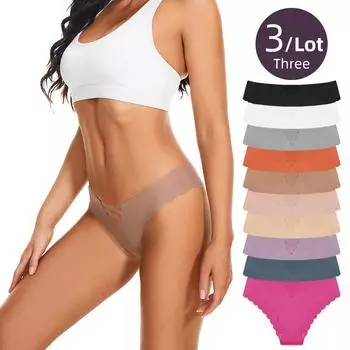 3 шт./лот, женские трусики с низкой талией, бесшовные летние дышащие трусы из ледяного шелка, цельное сексуальное женское нижнее белье с треугольными чашечками S