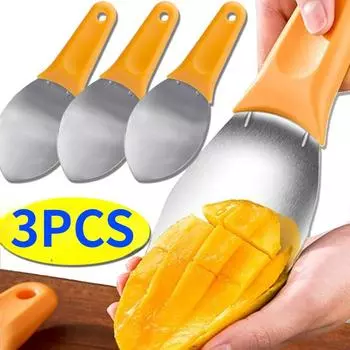 3 шт., ложки для фруктов из нержавеющей стали, многофункциональный нож для резки манго, арбуза, слайсер для авокадо, сепаратор для пилинга, кухонные инструменты 1PCS