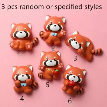 3 шт. Магнит на холодильник Красная панда из зоопарка Украшение для холодильника Магнитный мультяшный животный из смолы Магнитная присоска для стены