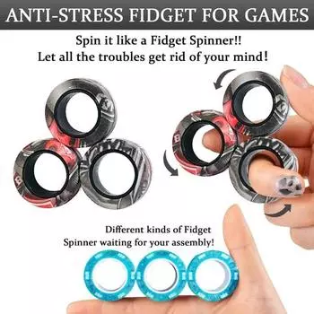 3 шт. магнитные кольца для снятия стресса, игрушка с гладкой поверхностью, портативные кольца для взрослых, тревожные кольца-спиннеры светло-синий