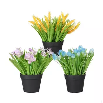 3 шт. Маленькие искусственные растения, искусственные цветы в горшках, настольные украшения для жизни Style C