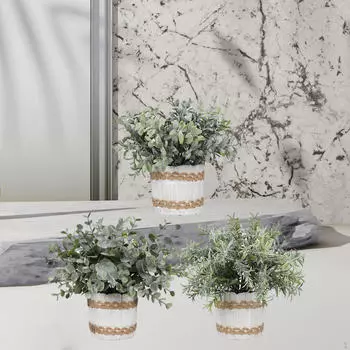 3 шт. Маленькие искусственные растения в горшках, искусственный центральный элемент стола, бонсай для дома Style A