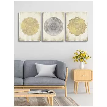 3 шт. Мандала золотой постер настенное искусство холст скандинавский декор для дома 21*30cm No Frame