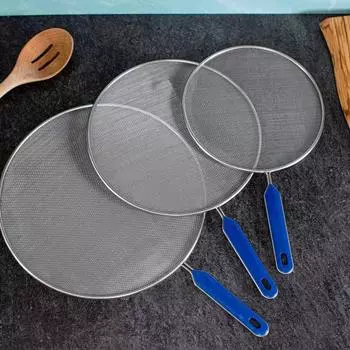 3 шт. масляная защита от брызг, тонкая сетка, термостойкая брызгозащищенная сковорода из нержавеющей стали, экран от брызг жира, бытовые принадлежности синий