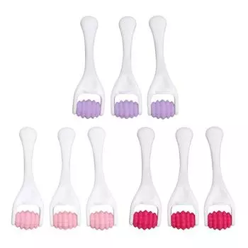 3 шт. роликовый массажер для лица, расслабляющий, снимающий усталость, силиконовый роликовый массажер для лица и глаз Pink