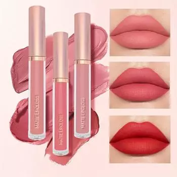 3 шт. матовый блеск для губ Beauty Sexy Long Lasting Antistick Cup Nude Red Liquid Lipstick Makeup For Women Lip Glaze Cosmetics