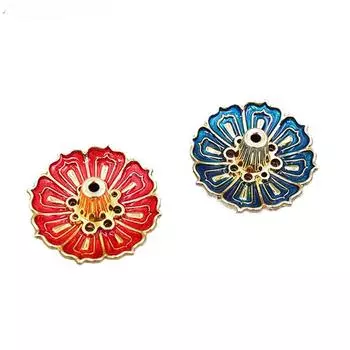 3 шт. медный держатель для благовоний с 9 отверстиями, мини-цветок лотоса, ароматические палочки, конусы, курильница, чайный домик, аксессуары для украшения дома red