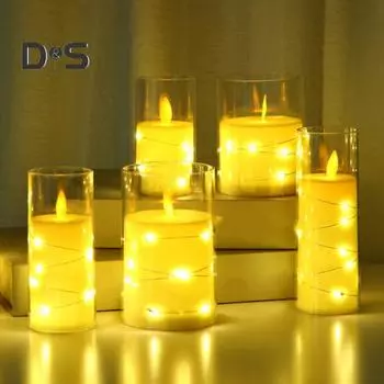 3 шт. мерцающие беспламенные свечи на батарейках искусственные свечи светодиодные гирлянды столбчатые свечи для дома свадьбы вечеринки декор A