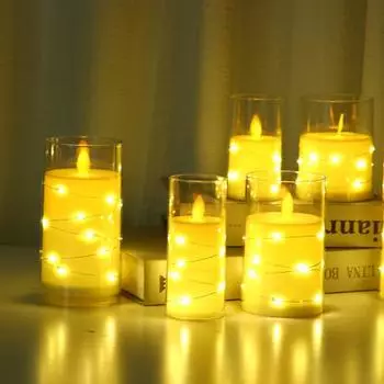 3 шт. мерцающие беспламенные свечи на батарейках Starlight Tea Light LED String Light искусственные свечи для домашнего декора свадебной вечеринки A