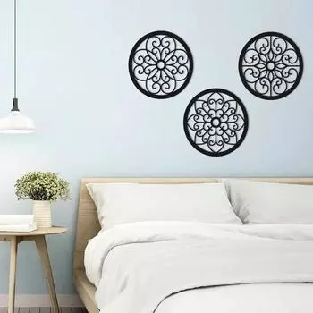 3 шт. Металлический настенный декор в деревенском стиле – Современный фермерский стиль. Подвесные украшения для гостиной, спальни, прихожей, офиса и кухни. чёрный