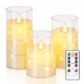 3 шт. мигающие беспламенные светодиодные электронные свечи акриловые гирлянды свадебные романтические свечи праздничные свечи на день рождения