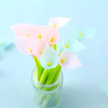 3 шт., милая кавайная ручка с каллой и лилией, офисные школьные принадлежности, канцелярские принадлежности, креативная, милая, милая, мягкая гелевая ручка Ink:Black