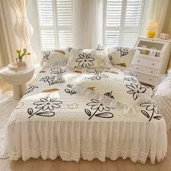 3 шт., милое летнее охлаждающее двойное латексное покрывало, кружевная стеганая простыня, королева, король, кондиционер, спальный коврик, 2 наволочки 150x200cm 59x79inch