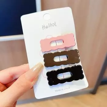 3 шт. Милые детские заколки для волос, Прекрасные заколки для челки для девочек, Набор однотонных зажимов для волос, Аксессуары для волос для детей, Головной убор, Заколки Size fits all