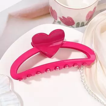 3 шт. Милые розовые заколки-крабики в форме сердца, Полукруглые заколки-крабики для волос для женщин и девушек, Аксессуары для укладки волос для вечеринки в честь Дня святого Валентина