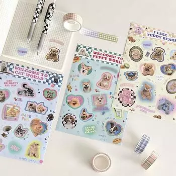 3 шт. милый Y2K американский ретро кошка собака мем мультфильм наклейка кавайный блокнот для девочек скрапбукинг чехол для телефона багаж DIY украшение