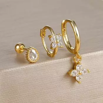 3 шт. мини-серьги из нержавеющей стали с цирконием для пирсинга хряща для женщин, золотые серьги-гвоздики для козелка, украшения для тела