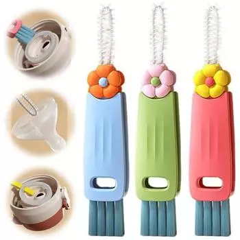 3 шт. Многофункциональная портативная щетка для чистки крышек чашек 3 в 1