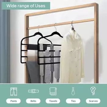 3 шт. многофункциональные вешалки для брюк, нескользящая многослойная вешалка для брюк с флокированием, вешалка для одежды, джинсов, леггинсов, галстука, шарфа, полотенца, экономия места, брюки чёрный